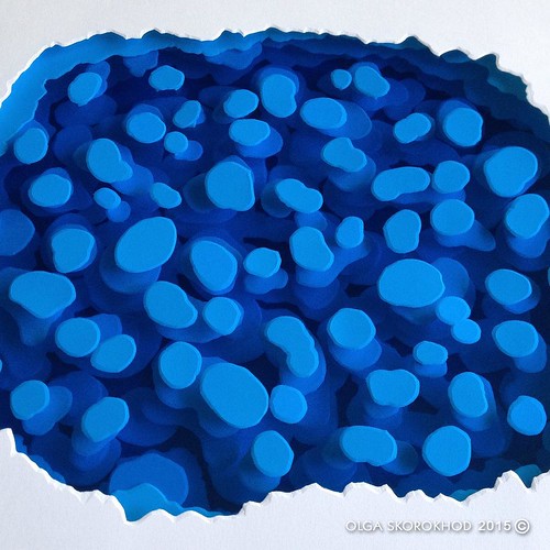 Paper Sculpture by Olga Skorokhod - Blue Dot Detail