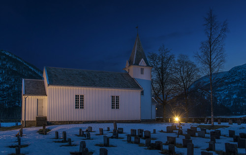 blue winter sky snow church night rogaland nesflaten nesflatenchurch