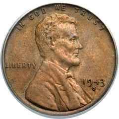 1943-S bronze cent obverse