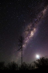 Waning Crescent under the Milky Way - Gnangara, Western Australia