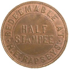 1800 Trinidad and Tobago Copper 1-2 stampee of Rapsey, H. E. reverse