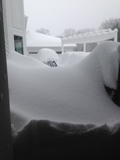 photo of snow blocking way out of home