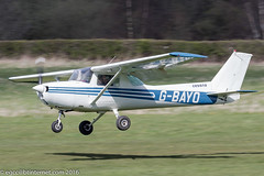G-BAYO - 1973 build Cessna 150L, about to touchdown on Runway 26R at Barton
