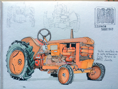 tractor sketch vehiculos acuarelas barreiros