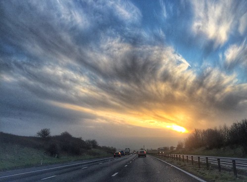 sky cloud sun nature sunrise landscape dawn motorway commute m4 flamingsunrise