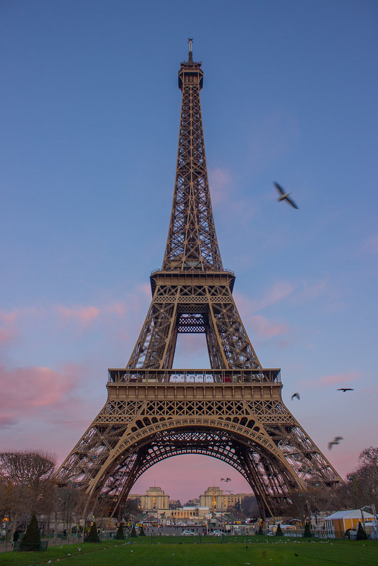 The Eiffel Tower at sunrise