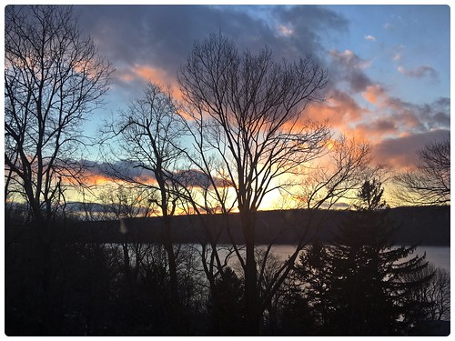 trees winter sunset sky newyork silhouette clouds river horizon hudsonriver