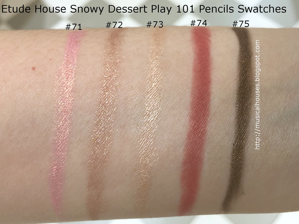 Etude House Play 101 Pencils Swatches 71 - 75 Snowy Dessert Holiday