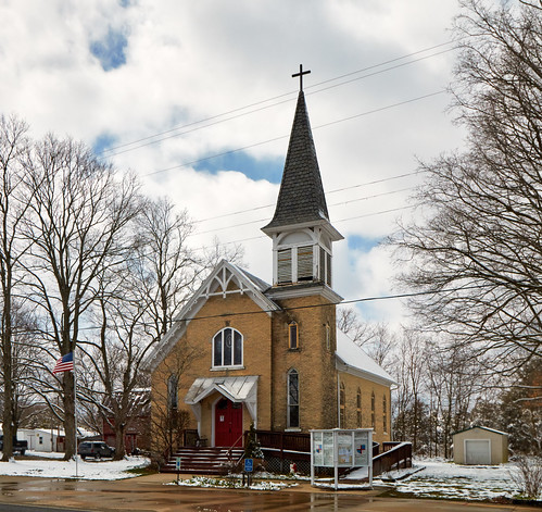 door snow building church architecture us spring unitedstates outdoor michigan hastings middleville 1878 barrycounty standrewmatthiasanglican yankeespringsbiblechurch