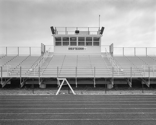 oklahoma football track stadium 4x5 bleachers ilford fp4 largeformat highschoolfootball beggs pyrocathd chamonix45n1 beggshighschool