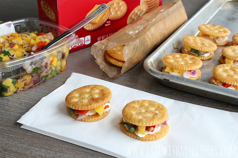 These easy and fast Cream Cheese and Mango Salsa RITZwiches are the perfect snacking solution for your next party! Get ready to be complimented!