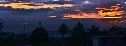morning blue orange sunrise indonesia religion mosque borneo berau eastkalimantan