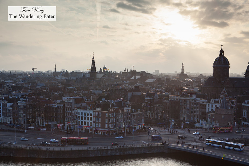 View of Amsterdam at sunset