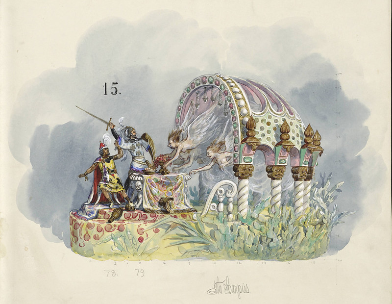Carlotta Bonnecaze - The Harpies, float design from Krewe of Proteus, 1897