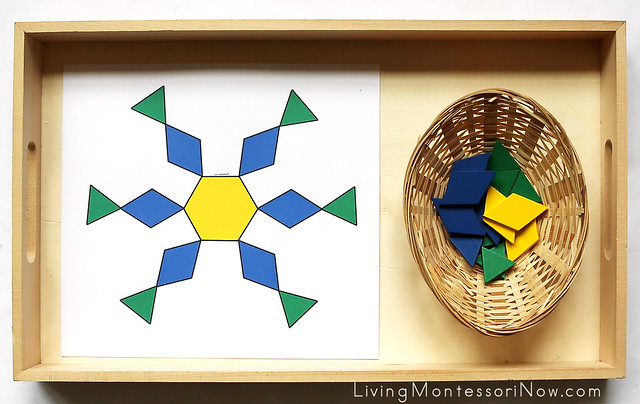 Building a Snowflake with Spielgaben Wooden Parquetry Tablets