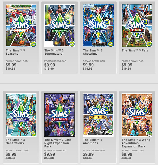 origin sims 3 expansion packs