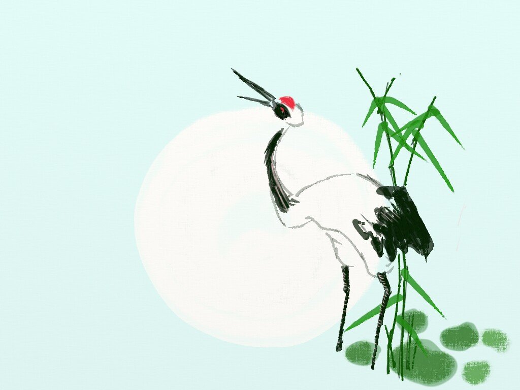 Crane and Bamboo