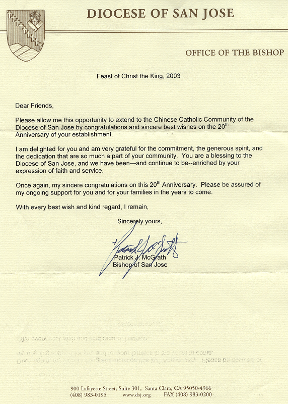 Biship McGrath Original Letter