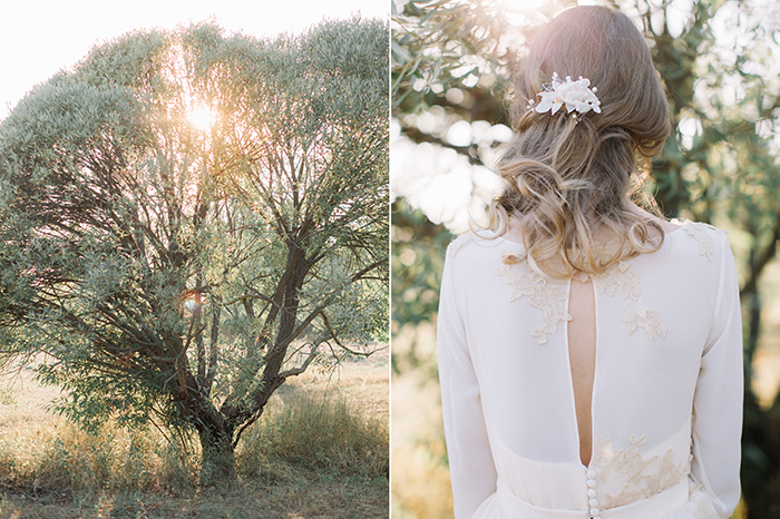 Muted Tones and blush wedding gown for An Ethereal Countryside Wedding Styled Shoot