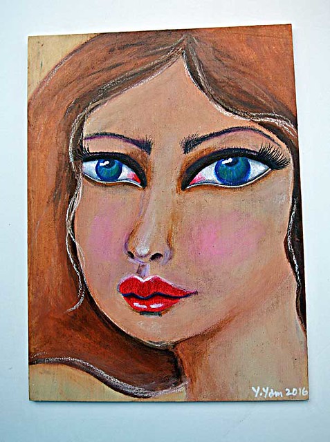 Mixed-media-girl-on-a-wood-panel