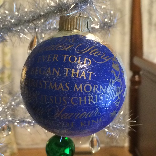 decopage ornament / blue nativity