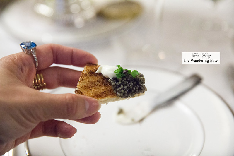 My caviar with creme fraiche on a broiche toast point