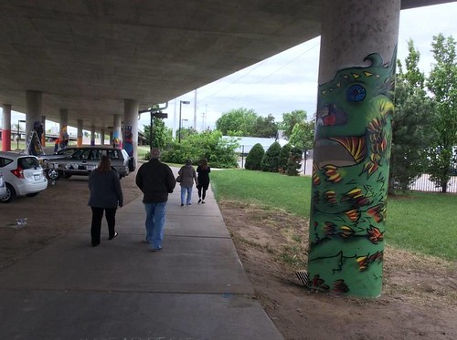 Murals on highway pillars, Wichita