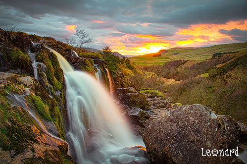 sunset waterfall longexposure fintry scotland hdr