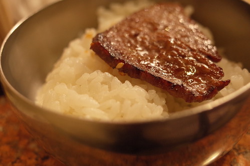 grilled BBQ beef on the rice
