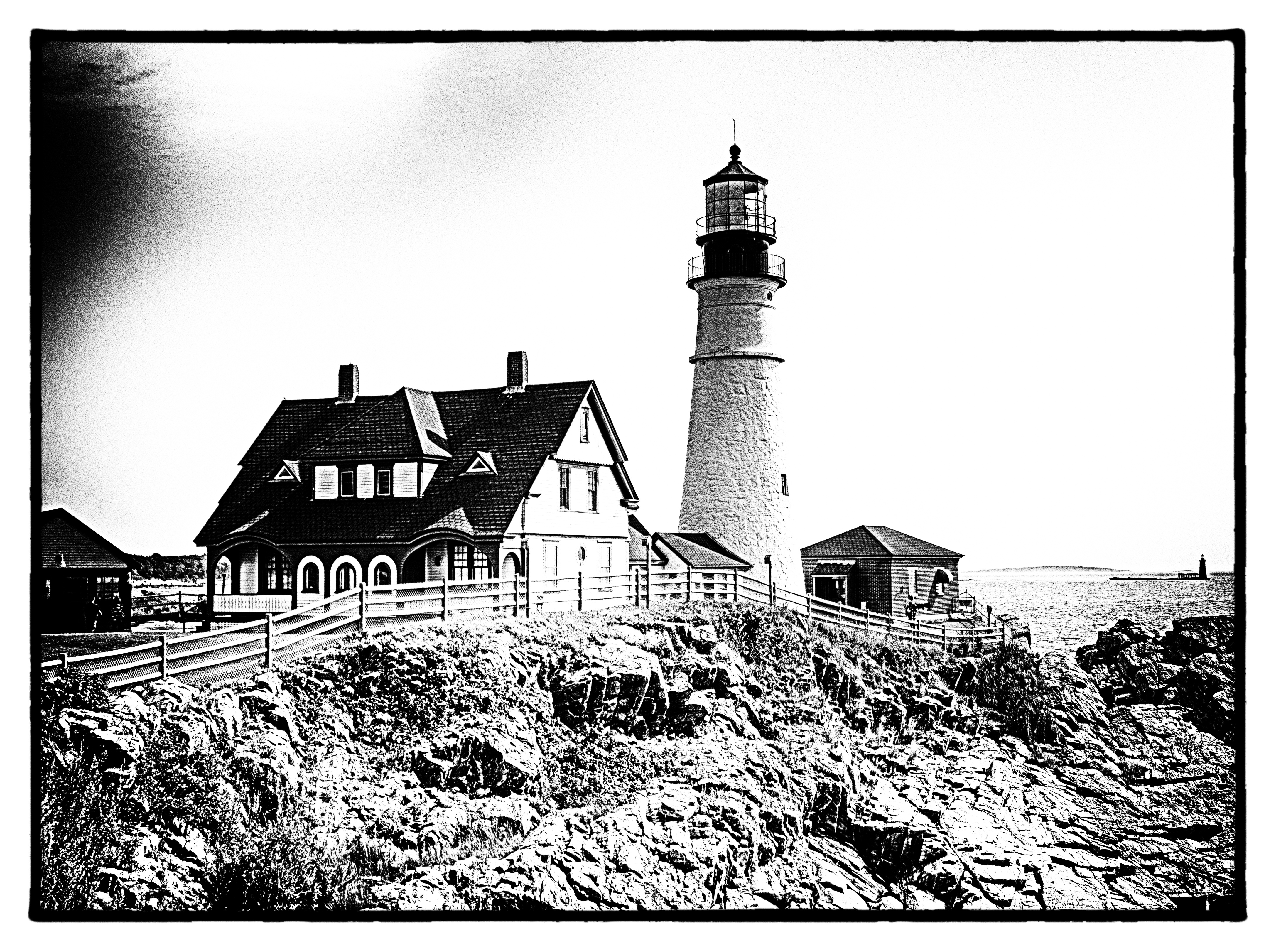 Portland Light in black and white