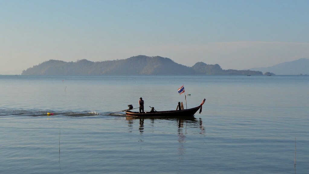 Thai fisherman at the coast in La Ngu