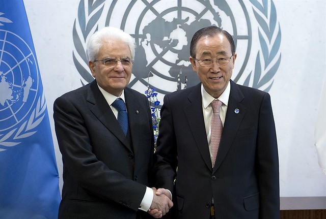 The President of Italy Sergio Mattarella at UN Headquarters in New York