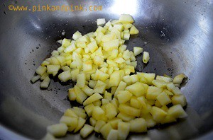 Apple Custard Pudding Recipe - Chop Apples. Boil with sugar
