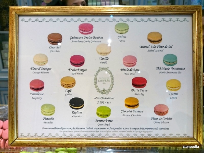 sign of flavours of Ladurée macarons