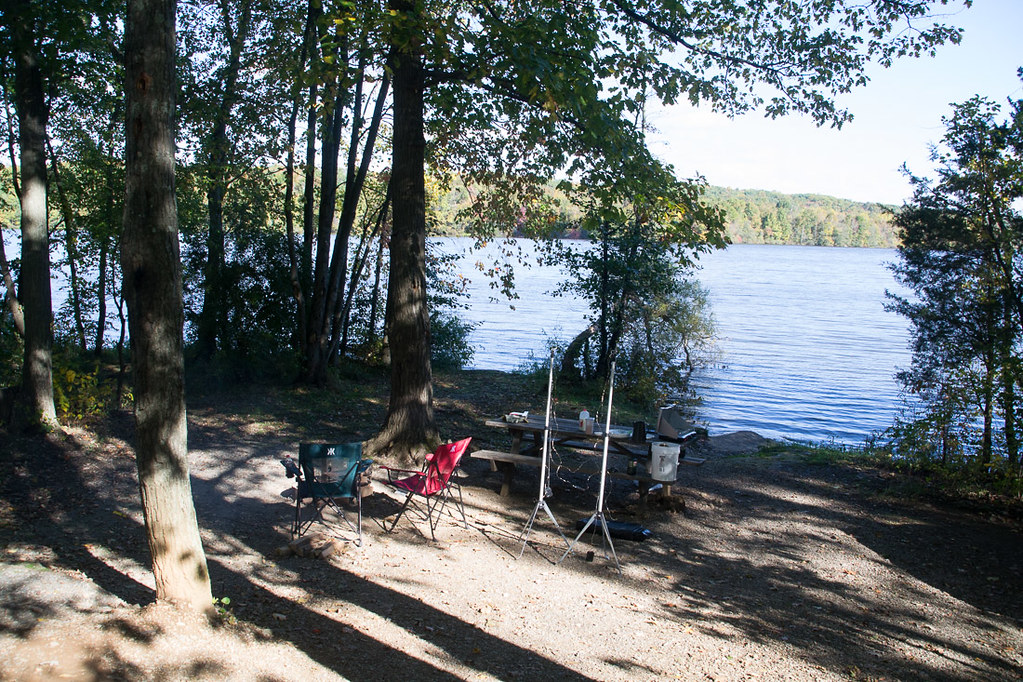 Lakefront campsite at Gifford Pinchot State Park