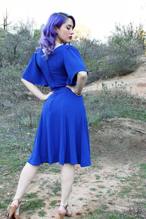 Pinup Girl Clothing Laura Byrnes California Viva Dress in Blue Crepe