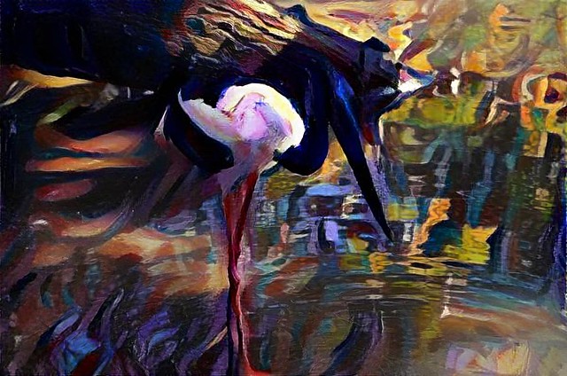 Dreamscope represenation of a black necked crane
