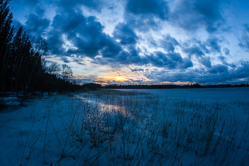 blue sunset sky cloud sun lake ice espoo finland landscape prime spring sundown fisheye 15mm järvi jää auringonlasku aurinko pilvi uusimaa kevät taivas pitkäjärvi laaksolahti