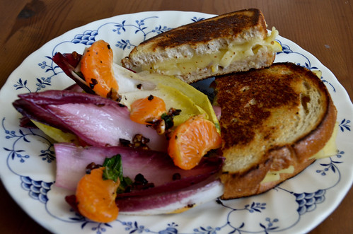 Fontina & Preserved Lemon Grilled Cheese Sandwiches with Endive, Clementine & Mint Salad