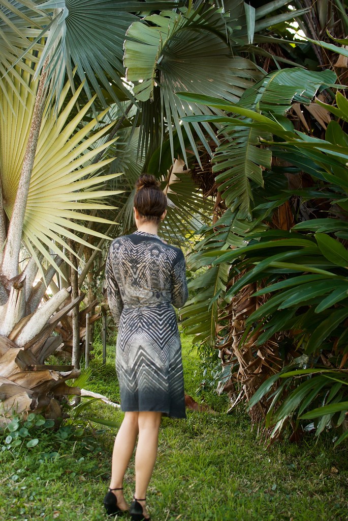 Mood Fabrics - Deep Forest Abstract Jersey Wrap Dress