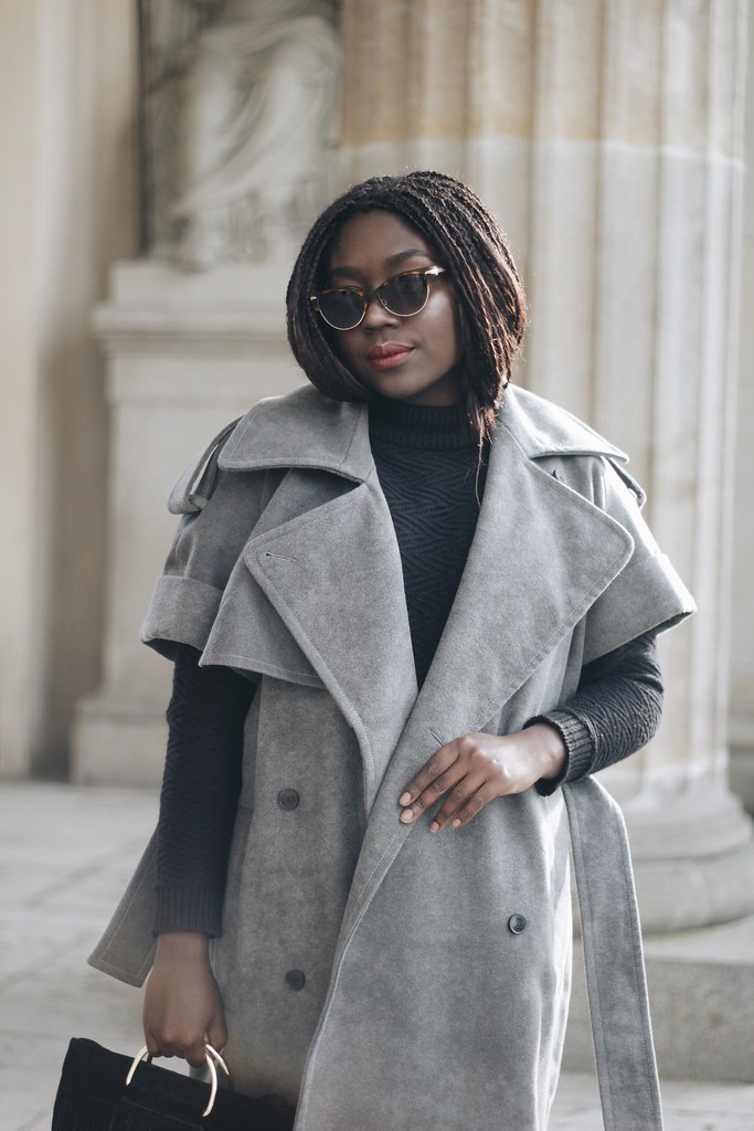 Lois Opoku fashion Week Streetstyle Grey Coat Leather culottes lisforlois