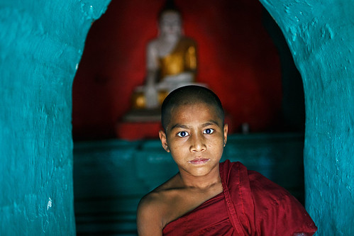 portrait asia buddha burma monk myanmar novice monywa