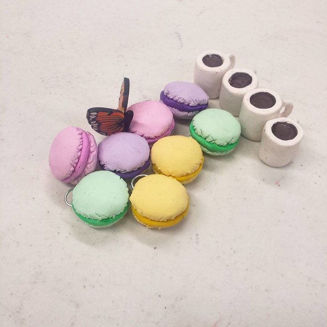 Macaron, Coffee, and Butterfly Charms