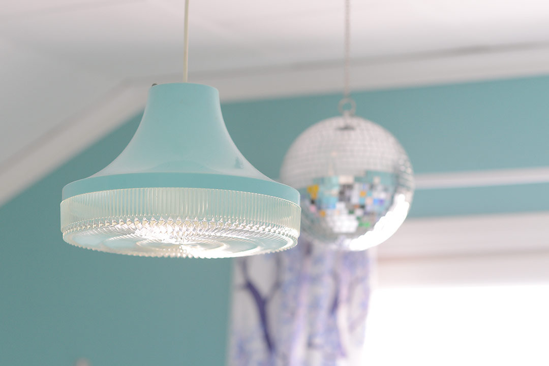Vintage lamp and disco ball