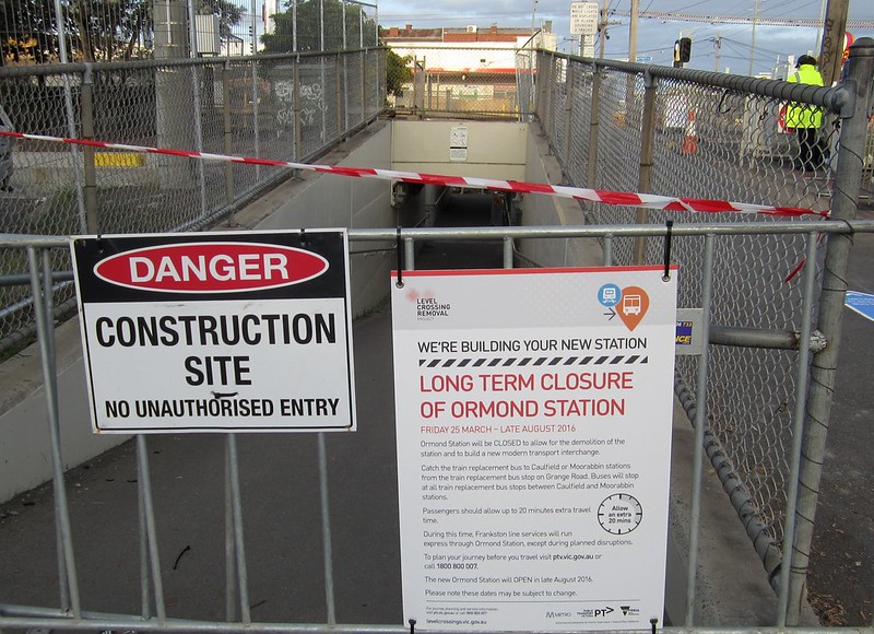 Ormond station - during level crossing removal works