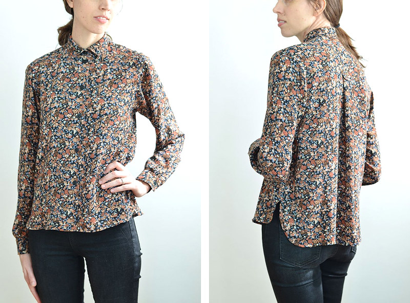 Black, Brown and Blue Floral Blouse