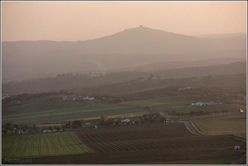 houses sunset mist portugal landscape europe hills alentejo estremoz 2014 img0476