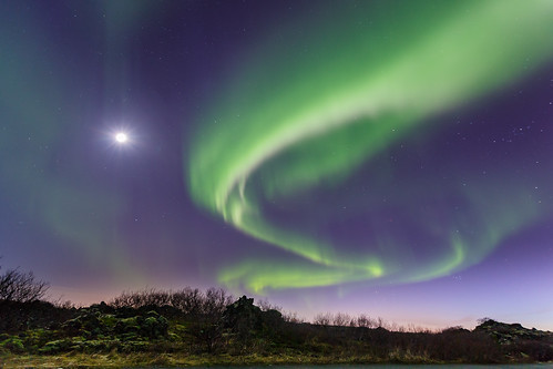 Aurora borealis and the Moon