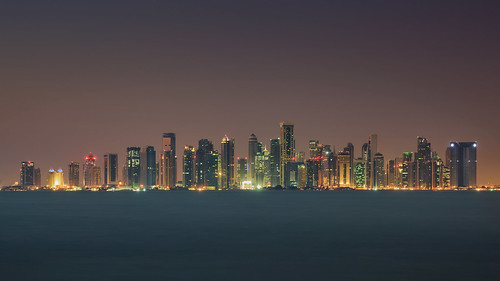 longexposure morning sunrise cityscape doha qatar westbay