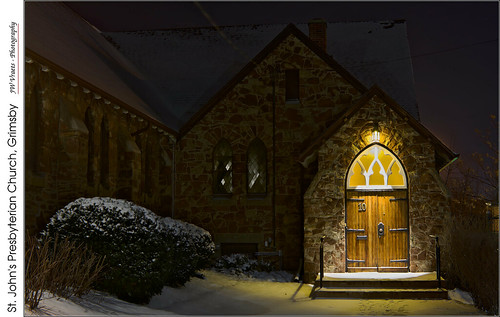 winter snow church architecture night nikon sandstone gimp opensource presbyterian grimsby sideentrance d7100 stjohnspresbyterianchurch rawtherapee nikor35mmf18dx shafferbrothers